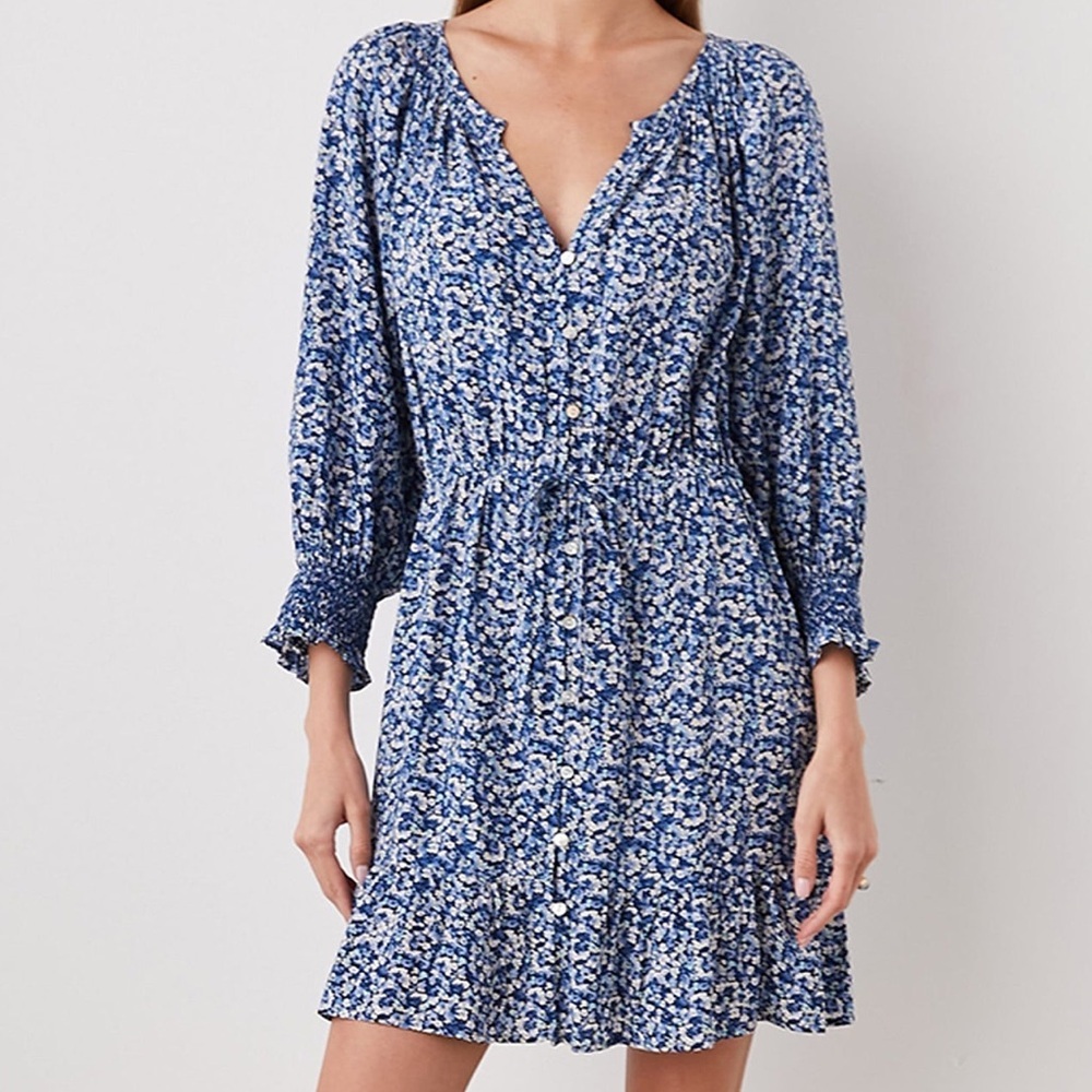 Rails Eliza Floral Mini Dress Blue Ice Chrysanthemum NWOT S